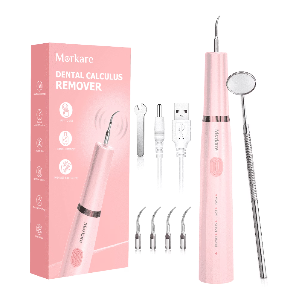 Plaque Remover for Teeth, Dental Calculus Remover with 3 Modes & 4 Heads, Tooth Cleaner Portable Sonic Tartar Plaque Stain for Home Use